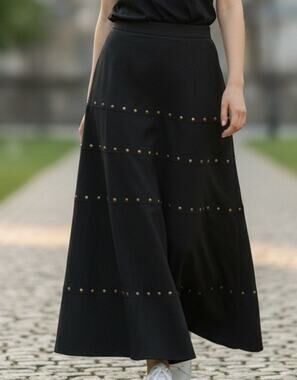 Boho/western style microsuede skirt with riveted details